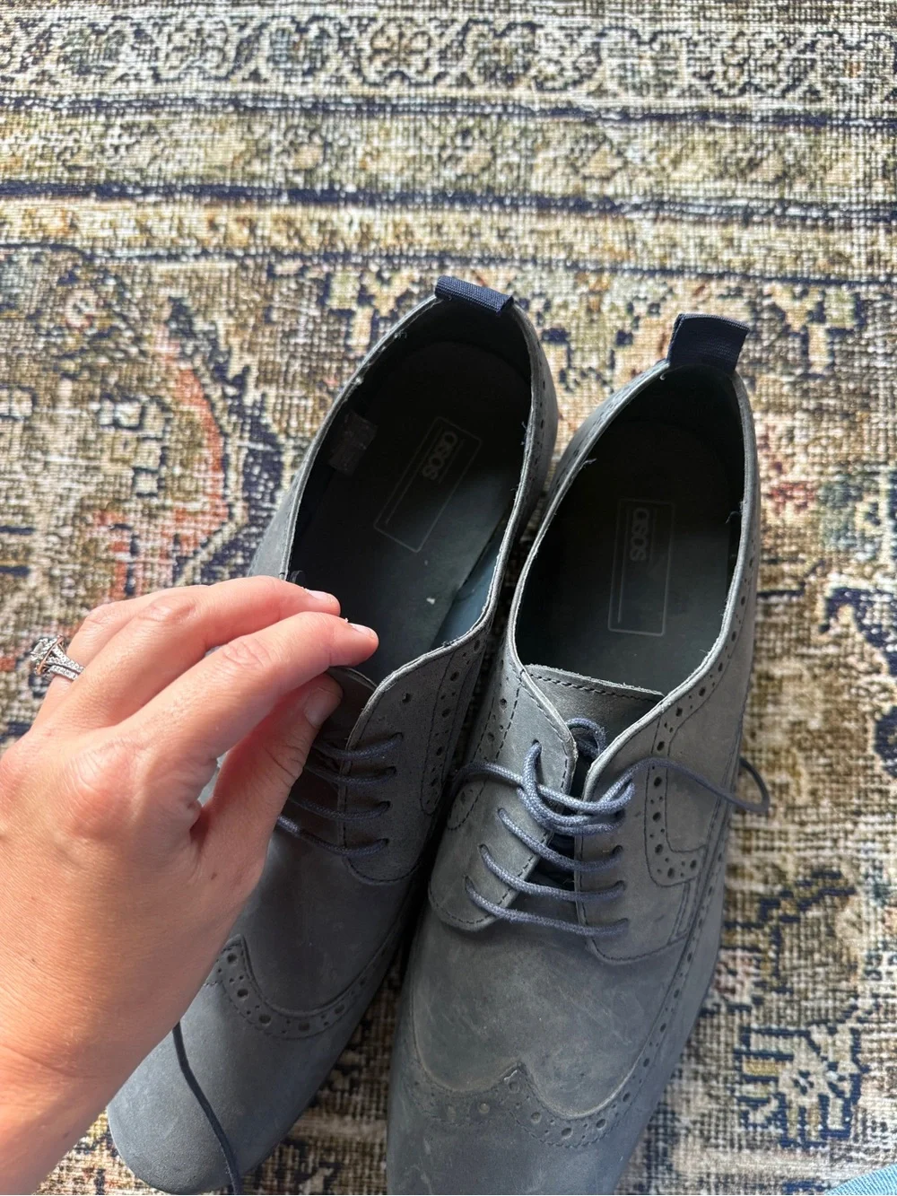ASOS DESIGN grey faux-suede wingtip derby shoes Men’s Dress Shoes 11